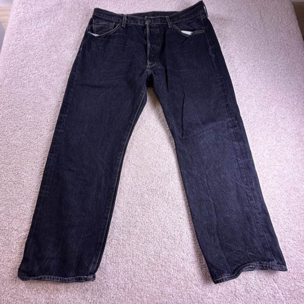 Levis Jeans Mens 38x30 *36x28* Black Denim 501 Button Fly Straight Leg Classic‎